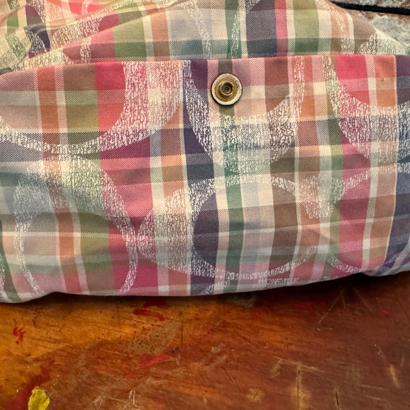 Retired Coach Spring Poppy Daisy Madras Backpack Plaid DayBag Handbag EUC - Picture 4 of 7